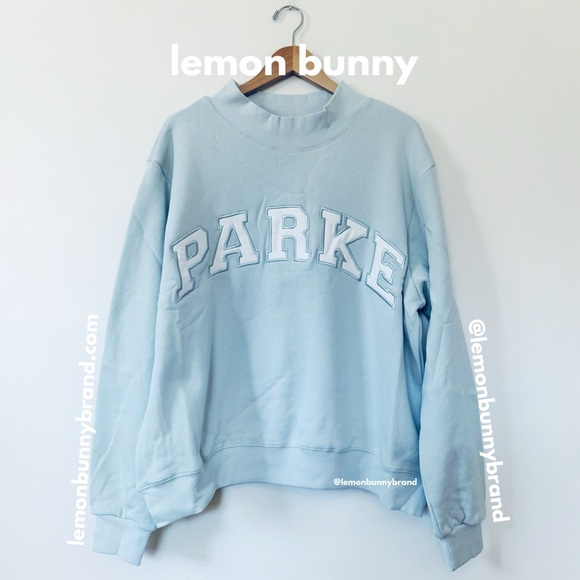 PARKE Heritage Bridal Varsity Mockneck Something Blue + White Size L/XL New NWT - Picture 2 of 14